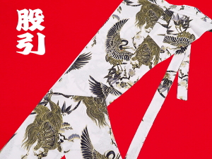 義若オリジナル股引き 金彩鶴亀 白金